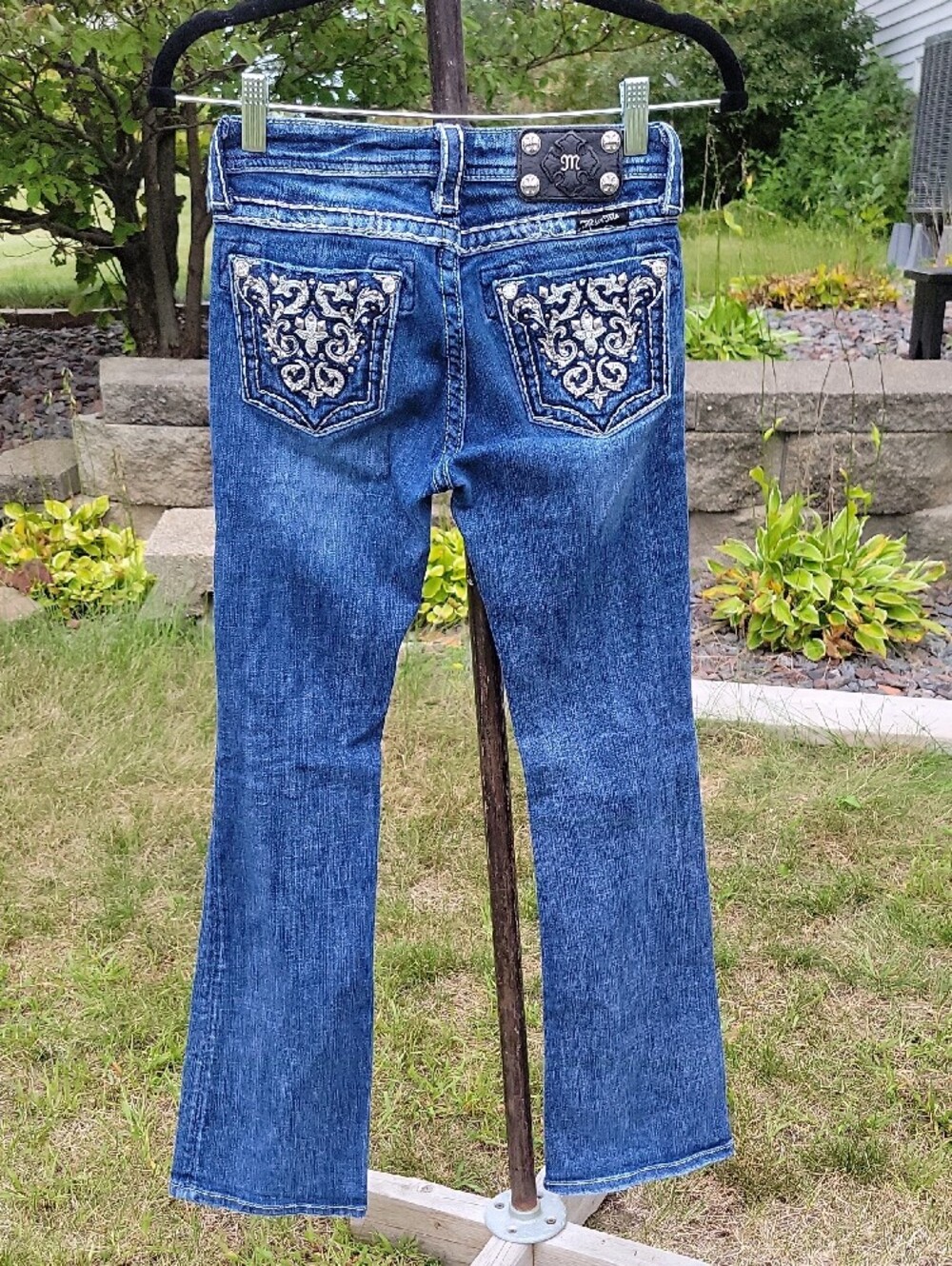 Miss Me Blue Bootcut Jeans with Contrast Stitching Size 14 🦩